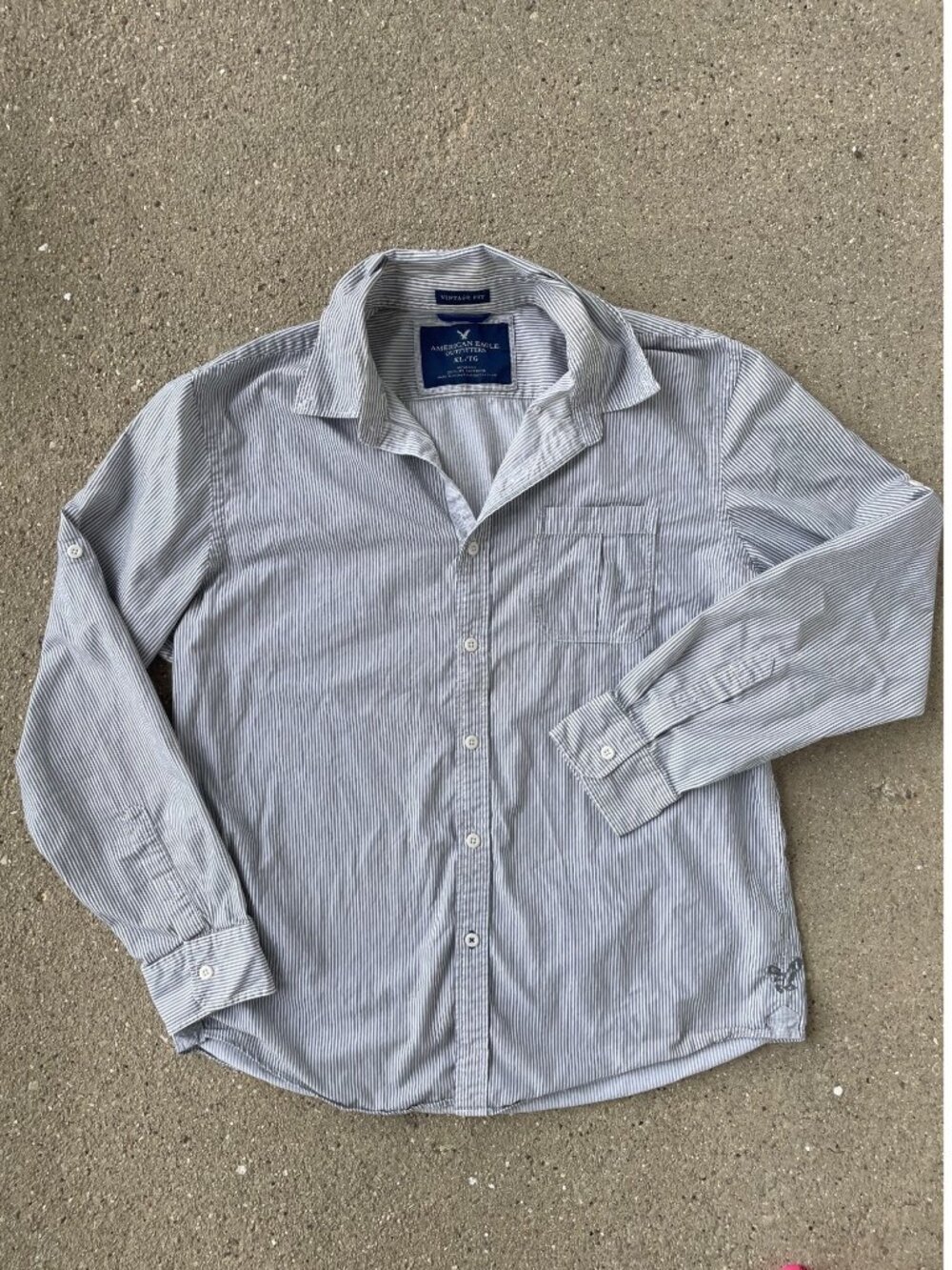 Vintage Y2K American Eagle Shirt Button Down Striped Mens XL Cotton Relaxed